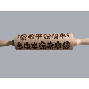 Engraved Cookie Rolling Pin Snowflake Pattern Handmade Wooden Rolling Pin